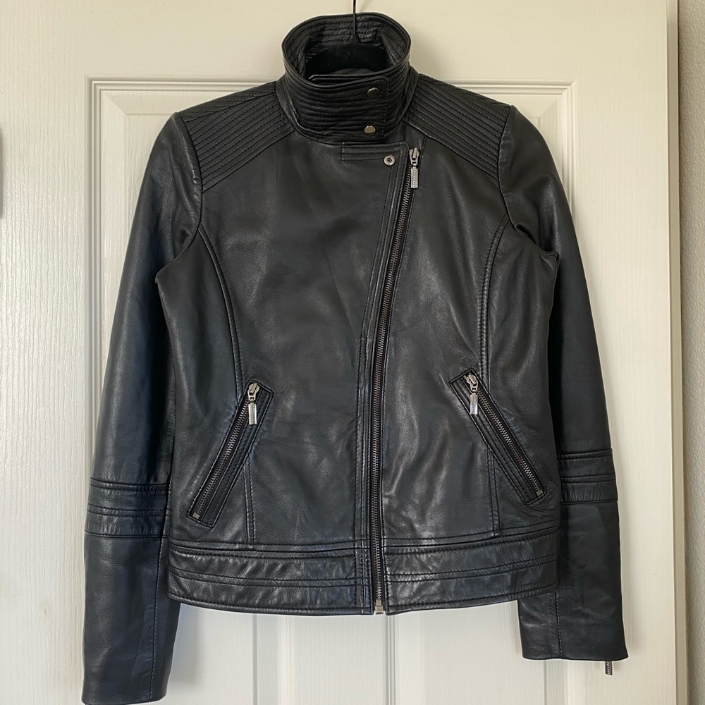Bernardo Black Leather Moto Jacket